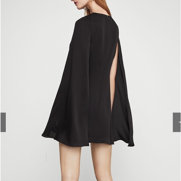 BCBGMaxazria NWT Black Cape style dress with Gold/Silver flower details - Picture 3 of 7